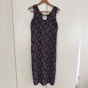 FLAX by Jeanne Engelhart Floral Rayon Midi Dress | Vintage Medium